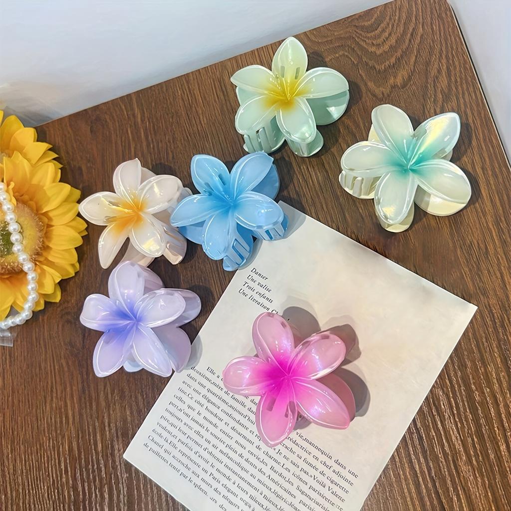 6 PCS Set Large Floral Hair Claw Clips - Sweet & Simple Style, Non-slip Grip for Women and Girls, Perfect for Ponytails & Updos Hair Accessories