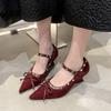 Keil Einzelner Fall Neue Spitze Flache Wildleder Riemchen Niete Anti-Rutsch Verschleißfest Kitten Heels