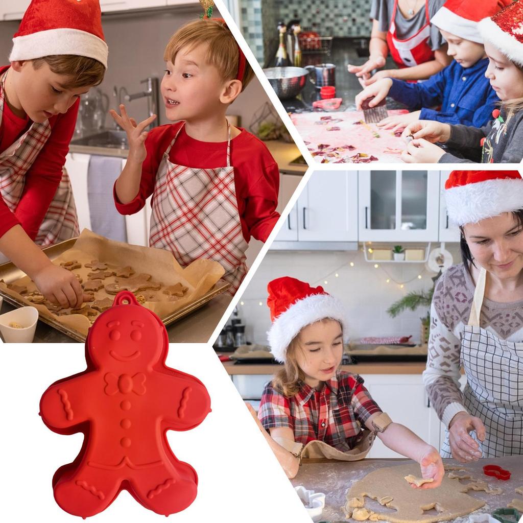 Christmas Gingerbread Man Candle Mold Cookie Chocolate Baking Cake Mould DIY Christmas Atmosphere Scented Candle Silicone Mold