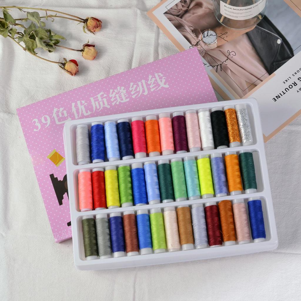 39-Color Polyester Sewing Thread Set, 260G, 40/2, for Home Sewing Machines