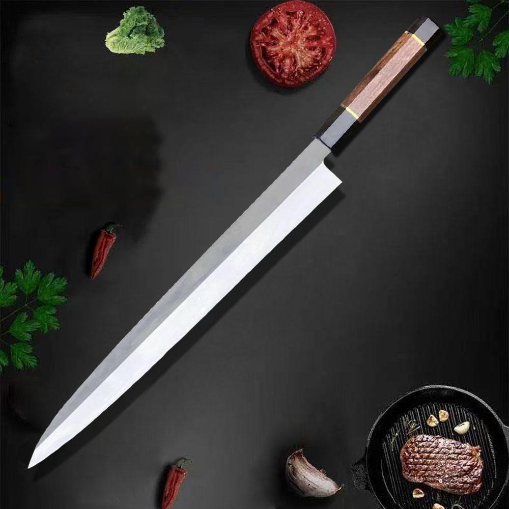 Sashimi-Messer Einseitig geschliffene Klinge 10Cr15MoV Stahl Lachs schneiden Schinken Filetieren Fischbeil Yanagiba Japanische Küchenmesser
