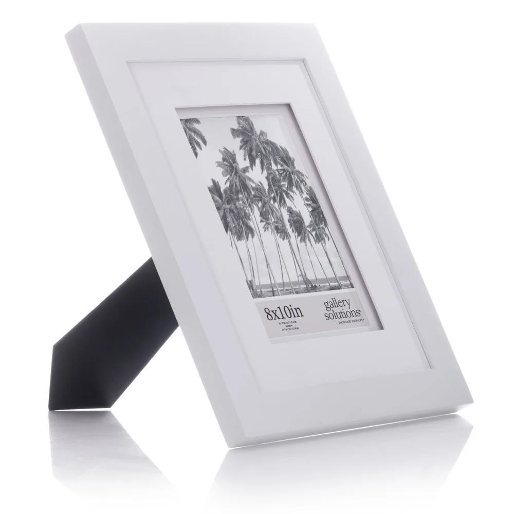 8x10 White Frame Double Mat Wall Tabletop Display Airfloat 5x7 Photos Durable Wood Versatile Mounting Options Easy Open Tabs