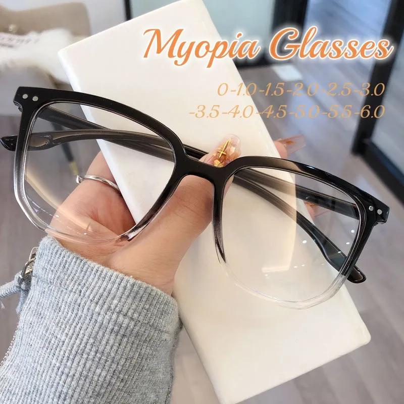 Square Finished Myopia Glasses Men Women Classic Vintage Anti-blue Eyeglasses Retro Minus Diopter Eyewear Near Sight