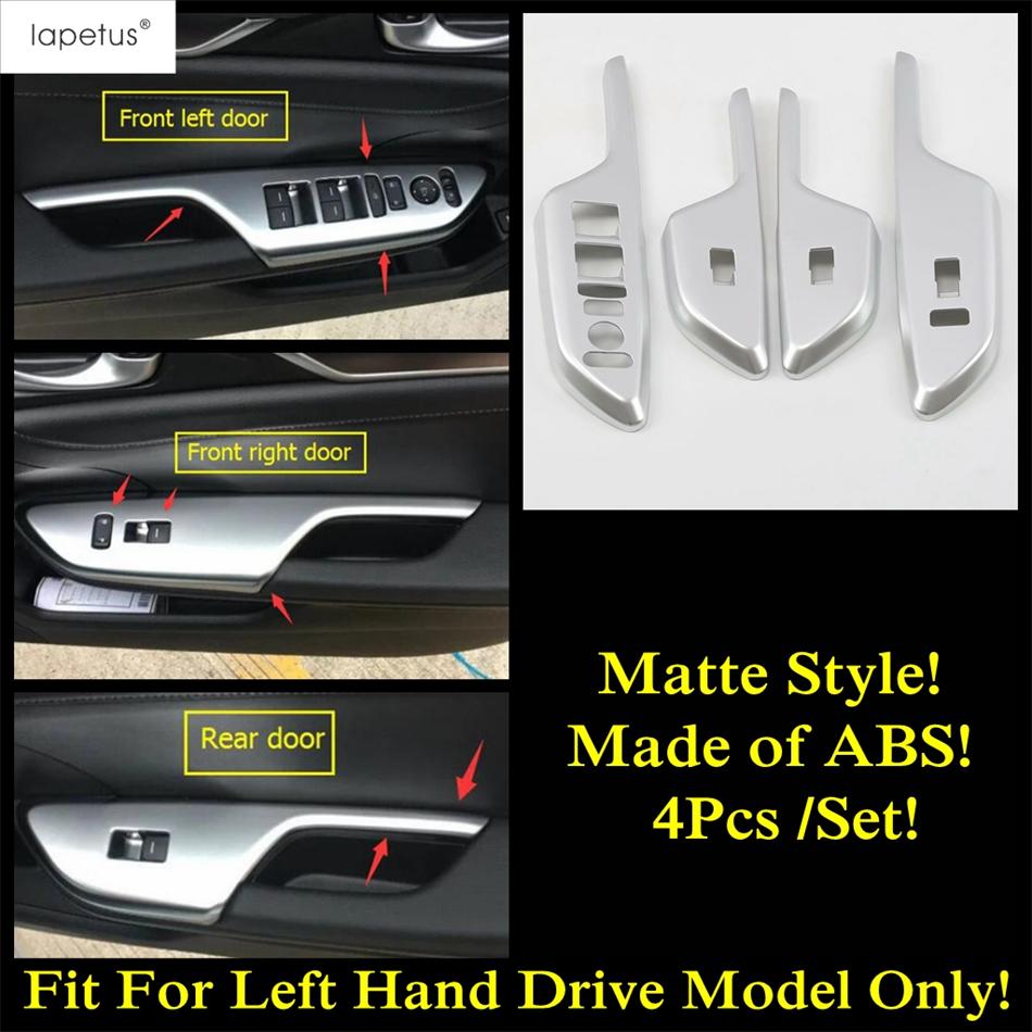 Inner Door Armrest Window Lift Button Control Panel Decoration Cover Trim ABS Interior Accessories For Honda Civic 2016 -