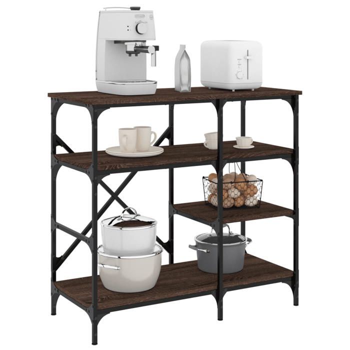 VidaXL Support de Boulanger, Étagère avec Pieds Réglables, Meuble de Rangement, Organisateur de Cuisine Intérieur, Moderne, 845425