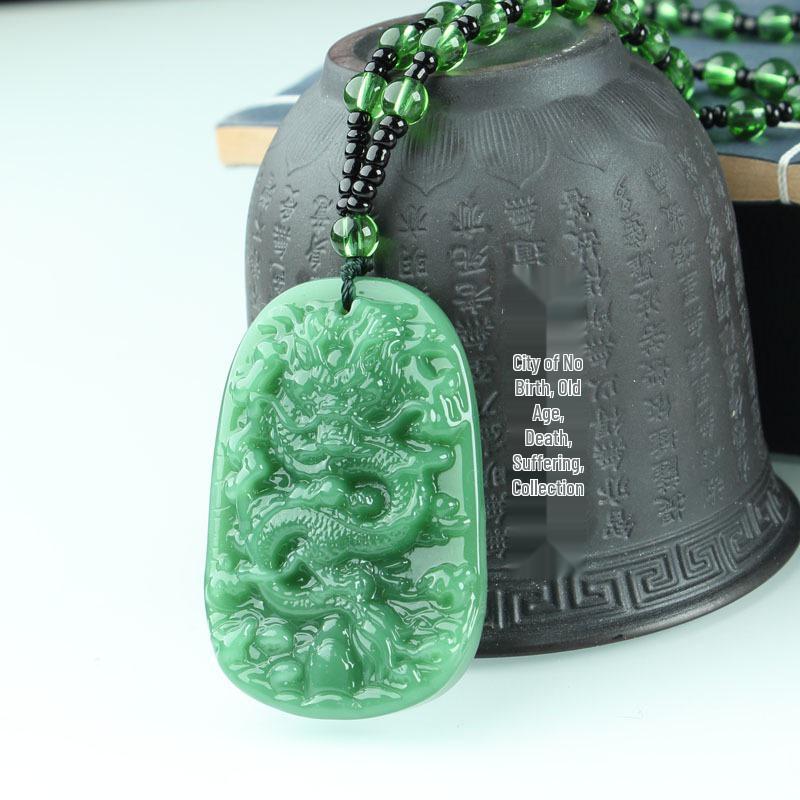 10 Yuan Jade-Look Necklace: Guanyin, Buddha & Dragon Pendant