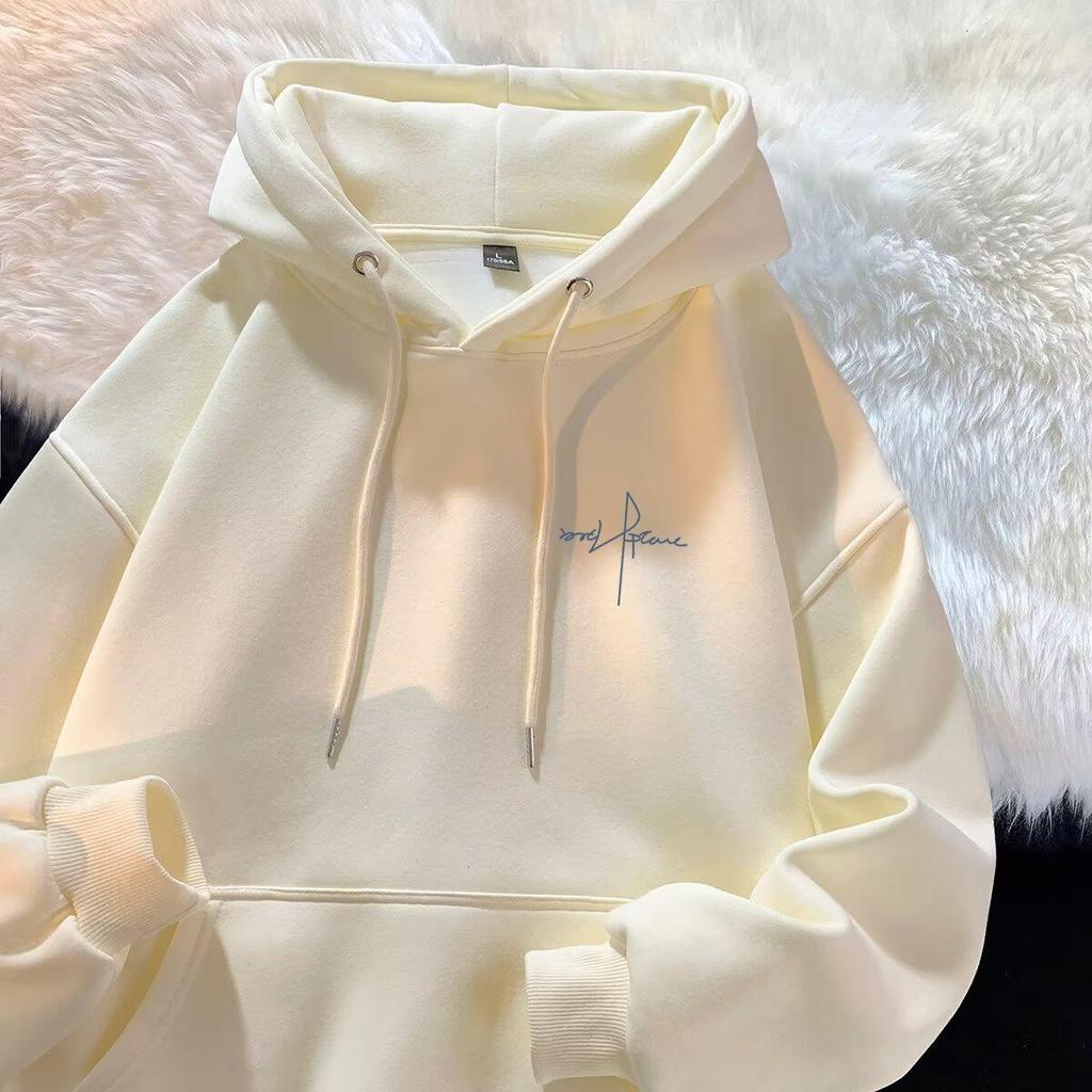 Hooded Sweater Men's Autumn and Winter Heavy Fleece Versatile Trend Letter Printing American Student Clothes Jacket