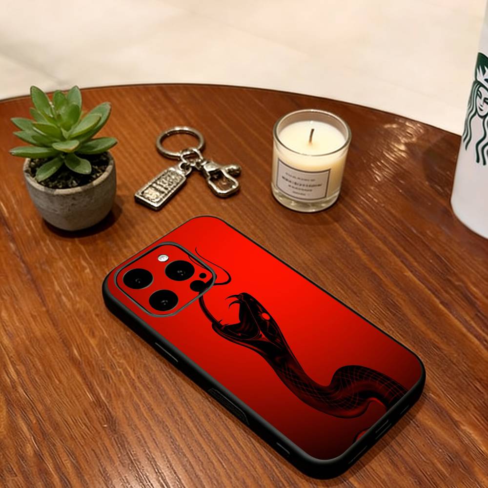 Serpent Phone Case For iPhone 17, 16,15,14,13,12,11 Plus,Pro Max, Others Soft Silicone Black Cover