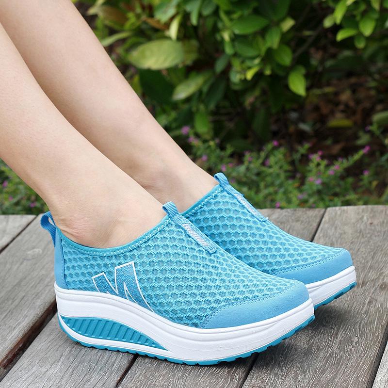 New summer foot cover women's net shoes rocking shoes women's sports and leisure shoes mesh breathable women's shoes thick-soled muffin shoes