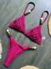 1011 popular bikini European and American solid color sexy split swimsuit women's hot sale