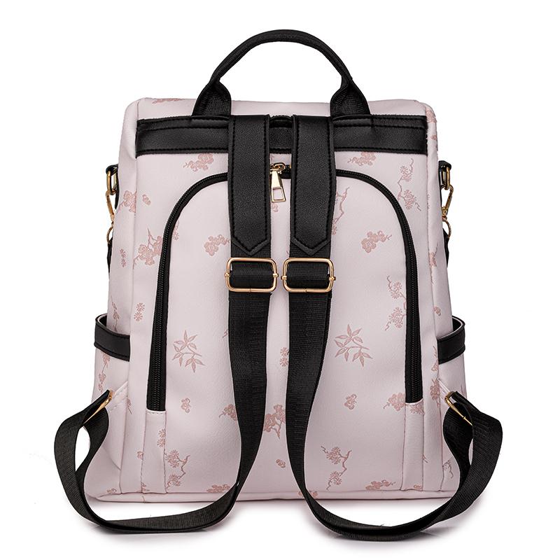 Rucsac din piele moale Geantă de călătorie de mare capacitate imprimată pentru femei