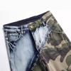 2023 Herren Slim Elastic Camouflage Color Block Skinny Jeans 3132