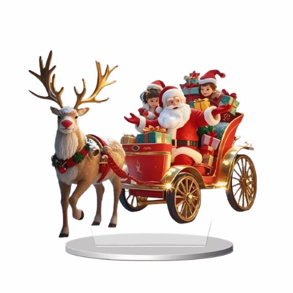 Elk Snowman Christmas Scene Ornaments 2D Flat Santa Claus Statue Ornaments Gifts