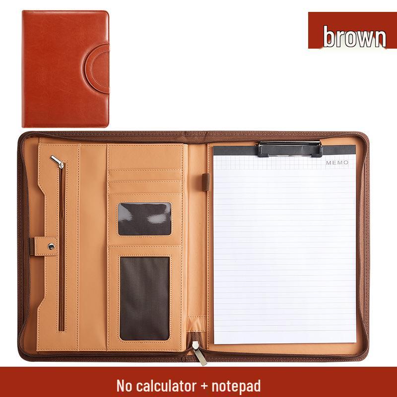 A4 Business Folder with Calculator and Zipper - Sales Manager's Document File Folder