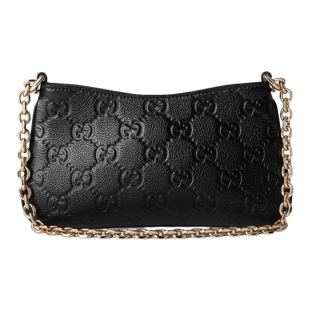 Gucci GG Emblem Logo Embossed Pebbled Leather Mini Crossbody Bag Women bags Black 815278-AAEEM-1000