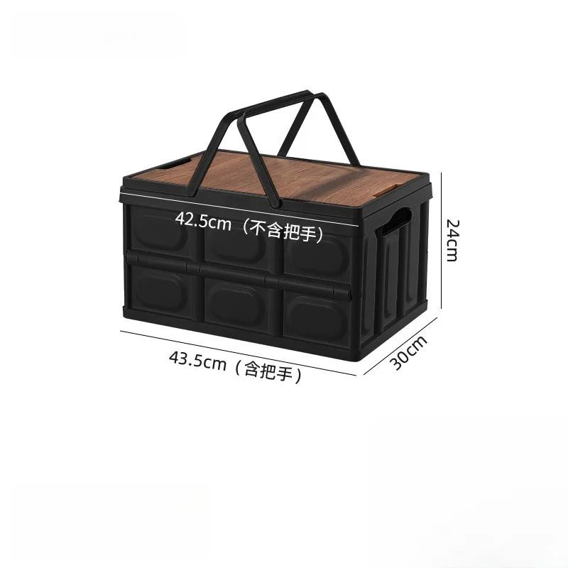 Collapsible Storage Bin With Handle Large Capacity Portable Storage Container Stackable Multifunctional Outdoor Camping Items