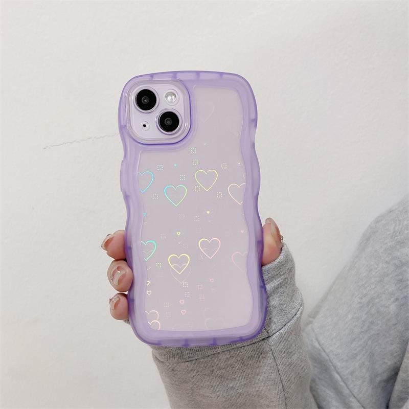 Wave Pattern Laser Love Applies To Iphone15pro Max Apple 16 Mobile Phone Case 11 New Xr Women 14 Soft X