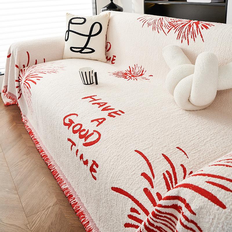 

Nordic Simple Fireworks Sofa Towel Chenille Anti-Scratching Full Cover JUEoth Universal All Wrapped Winter Sofa Cushion 180*130cm