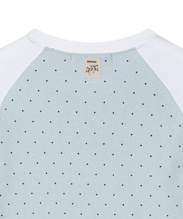 Guwolsibil Dot Raglan Heart Top White&Sky Blue