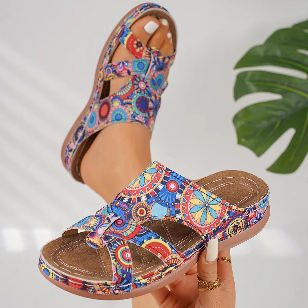 Fashion Women Slippers Casual Buckle Clip Toe Shoes for Women New Summer Print Fashion Sandals Wedges Platform Slippers Slides Women
