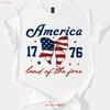 America 1776 T Shirt Land Of The Free Bow Patriotic For 4th July Vintage Soft Unisex Fashion Top For Everyday Wear