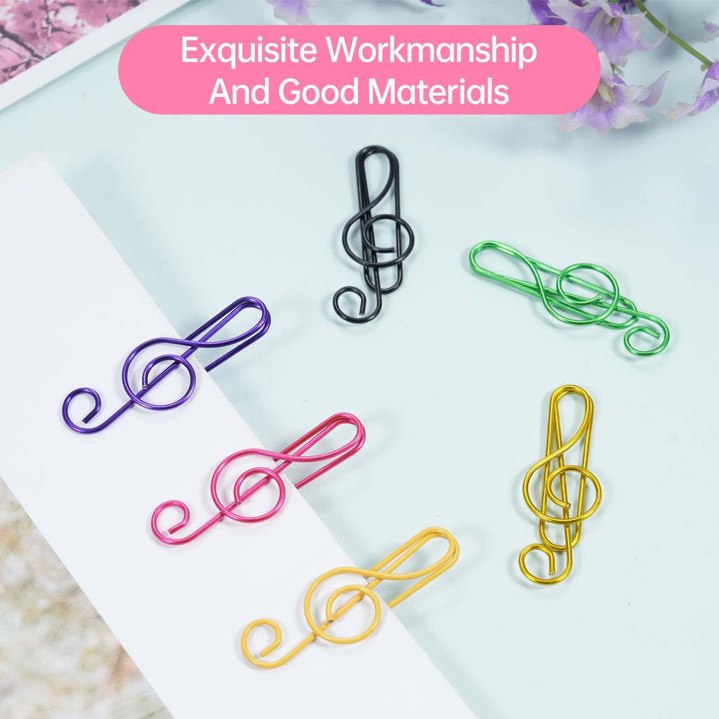 30PCS Paper Clips Cute Musical Note Paperclip Multicolor Metal Bookmarks for Music Enthusiast for Party Invitation Card Notebook Files Office Schoo