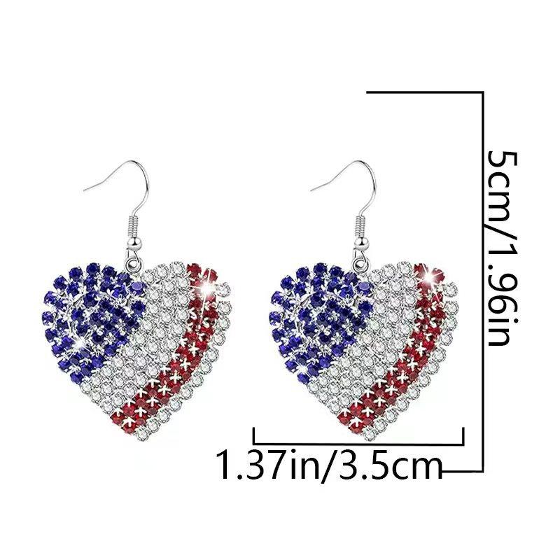 Rhinestone Spot Welded Pendant Earrings Trend American Independence Day Diamond Flag Earrings Earrings