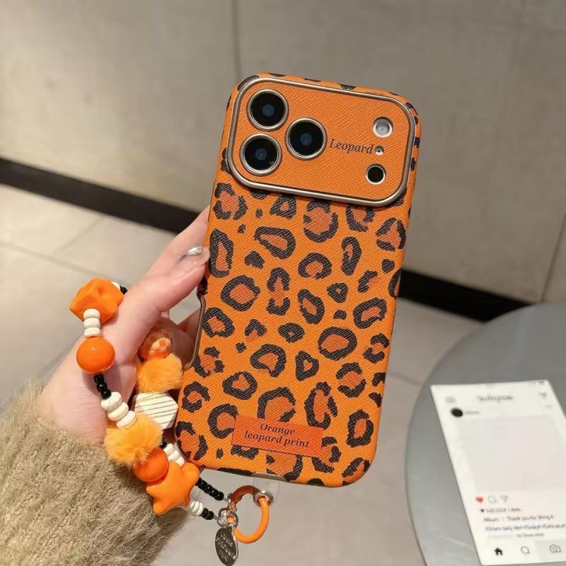 Stylový oranžový leopardí potisk Pouzdro na telefon Kompatibilní s iPhone 17 17 Pro 17 Pro Max 16 15 14 a Pro Max Měkká pouzdra