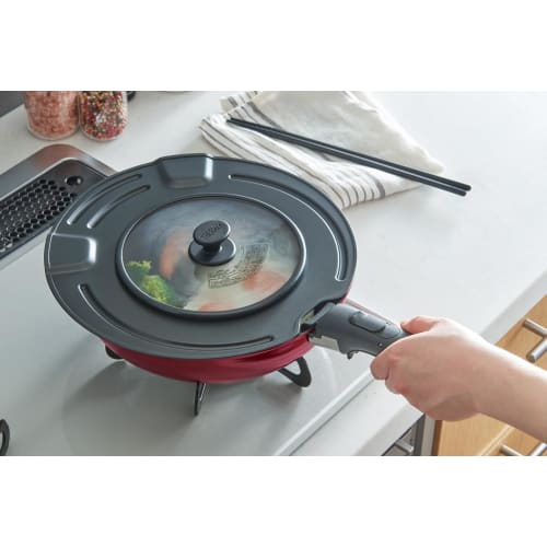 Thermos Lid for Frying Pan with Removable Handle, Black KLK-2628 BK