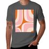 Retro Groove Pink And Orange Minimalist Abstract Tshirt Graphic Print Short Sleeve Tshirt