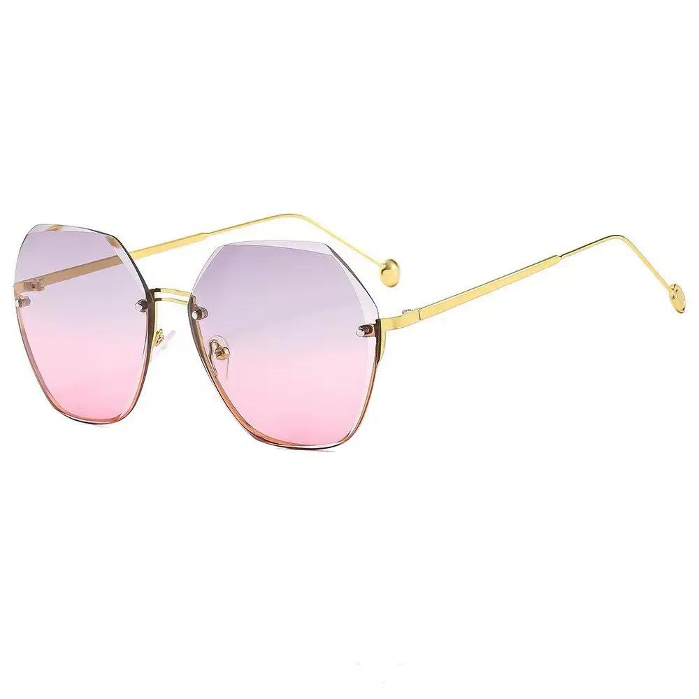 

Trendy Frameless Women s Sunglasses - European & American Style, UV Protection, Round Face, Fashionable Driving Glasses