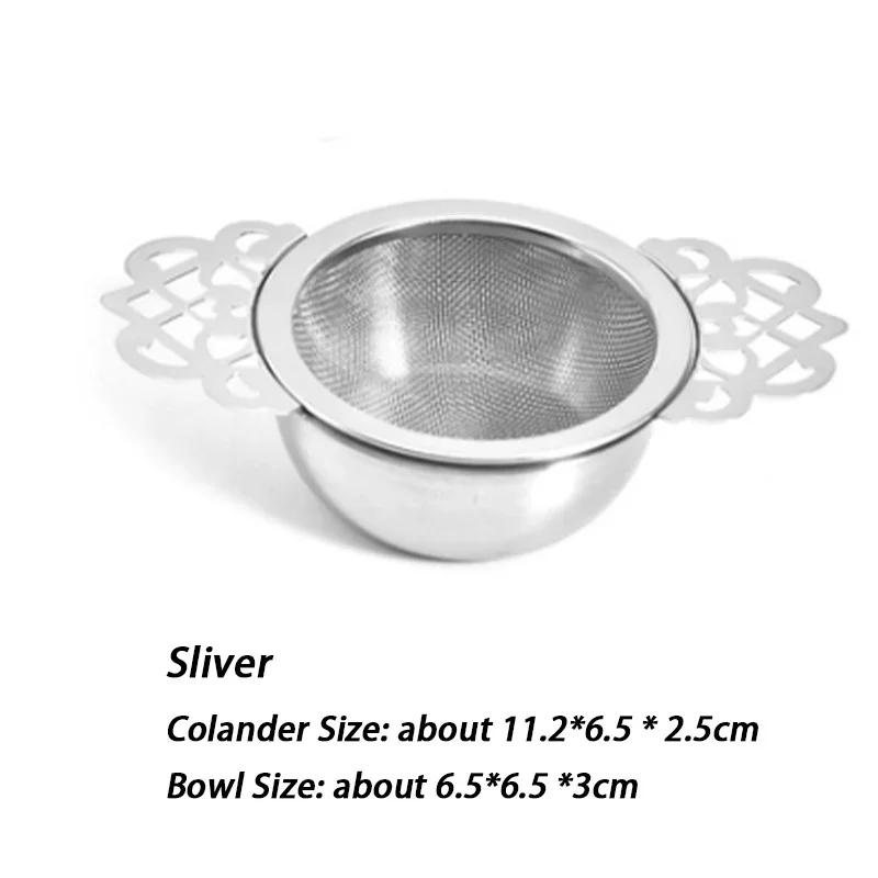 

Double-layer Lace Tea Strainer Set with Tray Stainless Steel Filter Mesh Sieve Tea Drain Useful Infusers Kitchen Tools Teaware