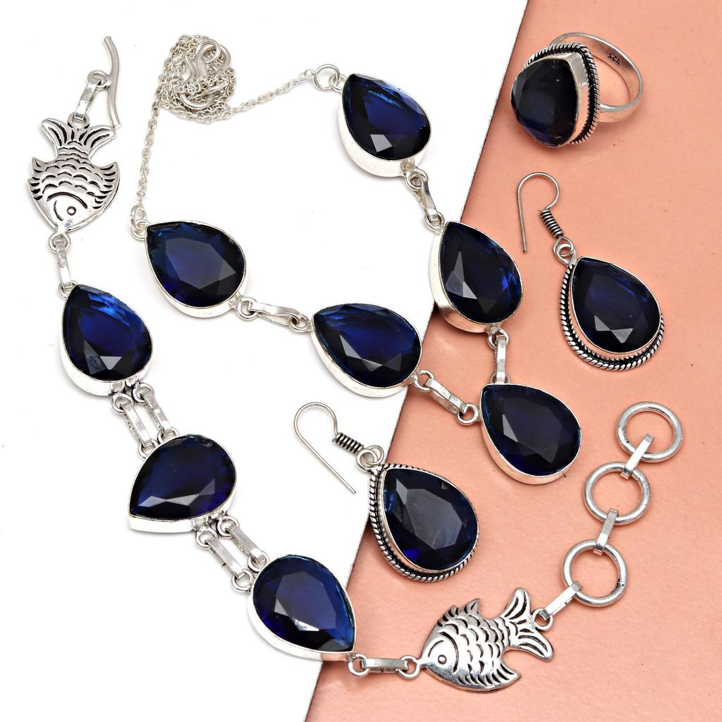 Set Amethyst Pendant Earrings Girls Earring Necklace Sterling