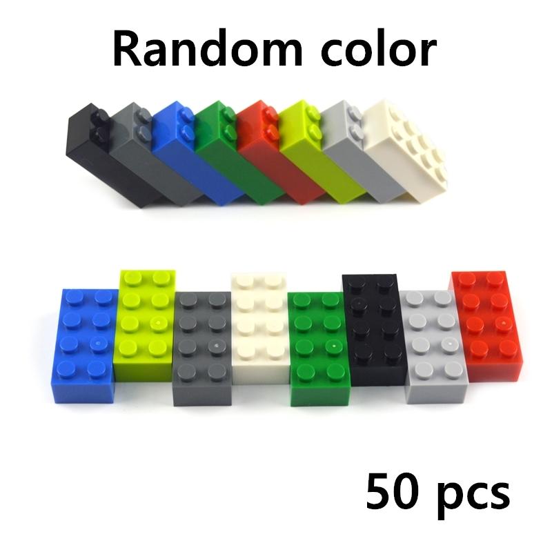 DIY Building Blocks 2X4 Dots Thick Bricks 50pcs 9 color Educational Creative Bulk Brick Compatible With 3001 Toys Classic Parts