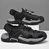 2025New Summer Outdoor Beach Breathable Casual Leather Shoes Italian Men Antiskid Round Toe Flat Designer Walking Sandal