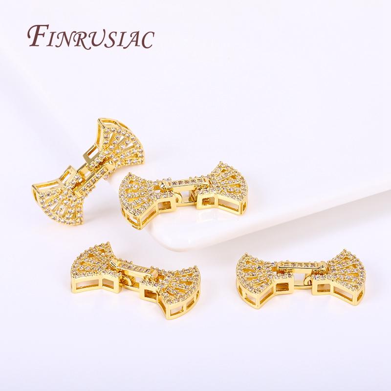 18K Gold Plated Brass with Zircon Clasps For Jewelry Connectors For Bracelets Accessories,High Quality Jewelry Finding