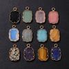 2pcs Natural Stone Pendant Quartz Lapis Chalcedony Amethysts Tiger Eye Stone Connector Charm For Making Necklace Bracelet