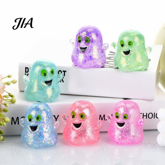 Stress Relief Gadget 1/5Pcs Mini Halloween Ghost Squeeze Toy, Glitter Fidget Toys Ball Sensory Party Favors for Kids Adults