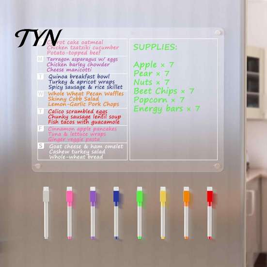 Magnetic Memo Pad for Kitchen Acrylic Planning Board, Dry Erase Notepad Board Fridge, Erasable Writing with Markers Clear Monthly Weekly Daily