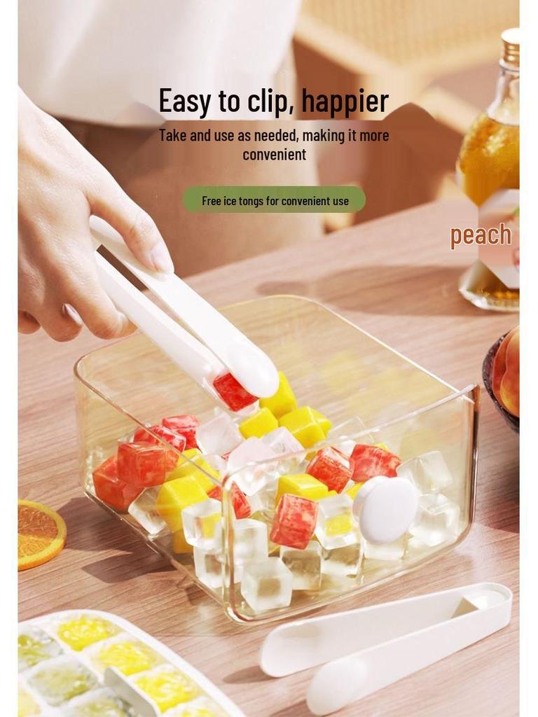 Mold Storage Refrigerator Ice Tray with Lid - Large Capacity, Food-Grade, Press-to-Release for Homemade Ice Cubes