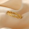 E.B.belle Super Minimalist Braided Twisted Thin Gold Rings For Lady Waterproof Stainless Steel 18K Gold Plated Girl's Ring