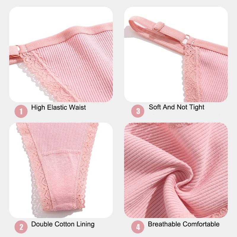 Cotton Adjustable Waist Thong Women Low Waist G-String Panties Female Soft Breathable Lingerie Solid Underwear