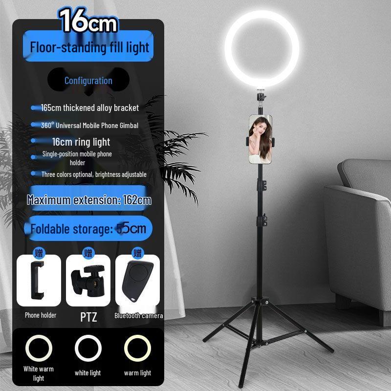 Venkovní multifunkční stojan na telefon s trojnožkou a doplňkovým světlem