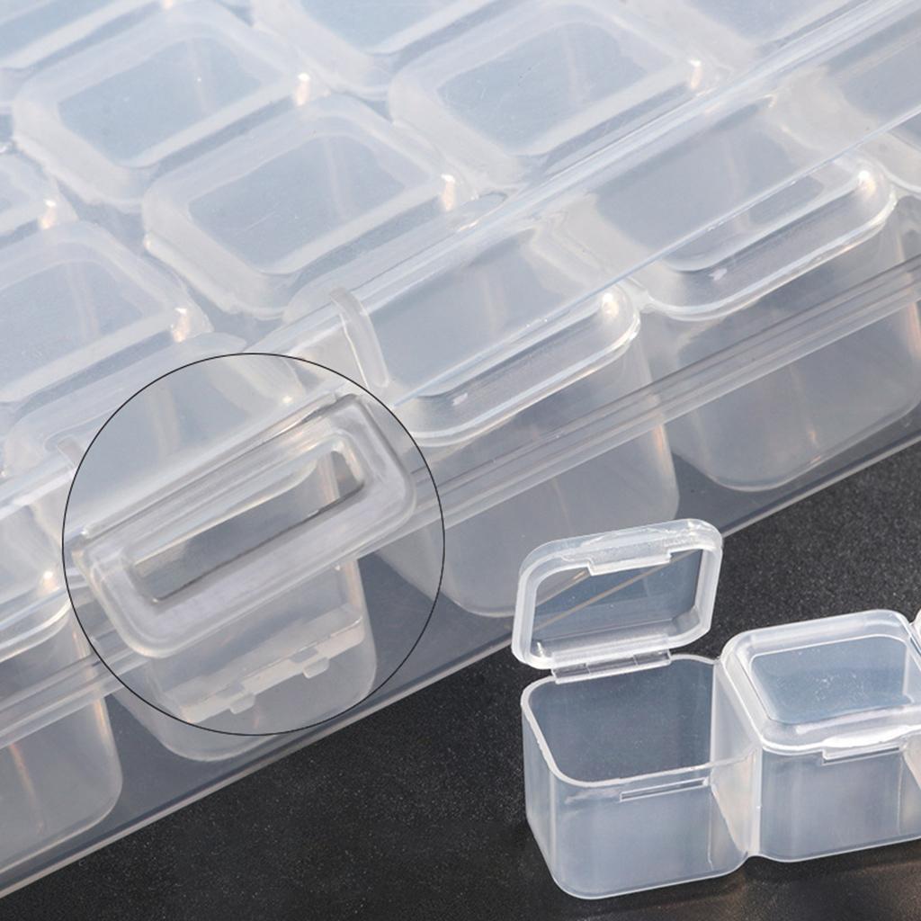 Jewelry Organizer Clear Bead Container 28 Compartments Removable Storage Box