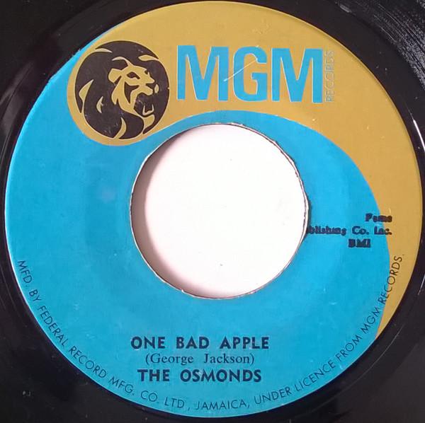 

7inch Record OSMONDS - One Bad Apple / He Ain t Heavy ...h NONE MGM 1970 Jamaica Rock Used