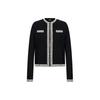 Urban Street Social Light Luxury Color Block Lace Hidden Button Short Sleeve Knit Top Women Tops Black 241E2064