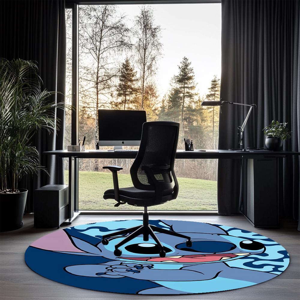 Stitch Printed Round Rug Carpet Chair Rug Area Rug Entryway Doormats,for Office Chair Living Room Bedroom Kitchen Room.