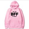 BFF Printed Hoodie Autumn Winter Women Men Casual Loose Simple Fashion Comfortable O-Neck Long Sleeve Fleece Sweatshirts