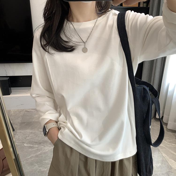 

Chun Bu Wan Side-Splitted Long Sleeve Crew Neck Slimming Brushed T-Shirt for Women - Autumn 2024 One Size білий