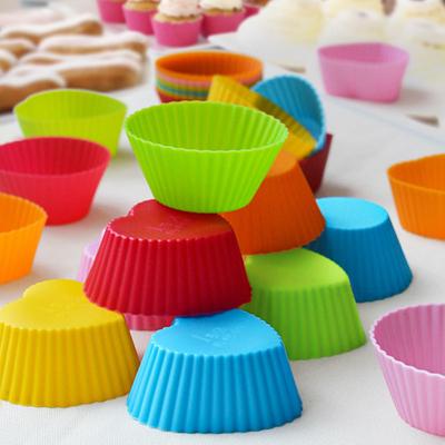 6/12PCS Silicone Muffin Mold Round Muffin Cup Heart Cake Baking Mold Kitchen Cooking Supplies Cake Decorating Tools